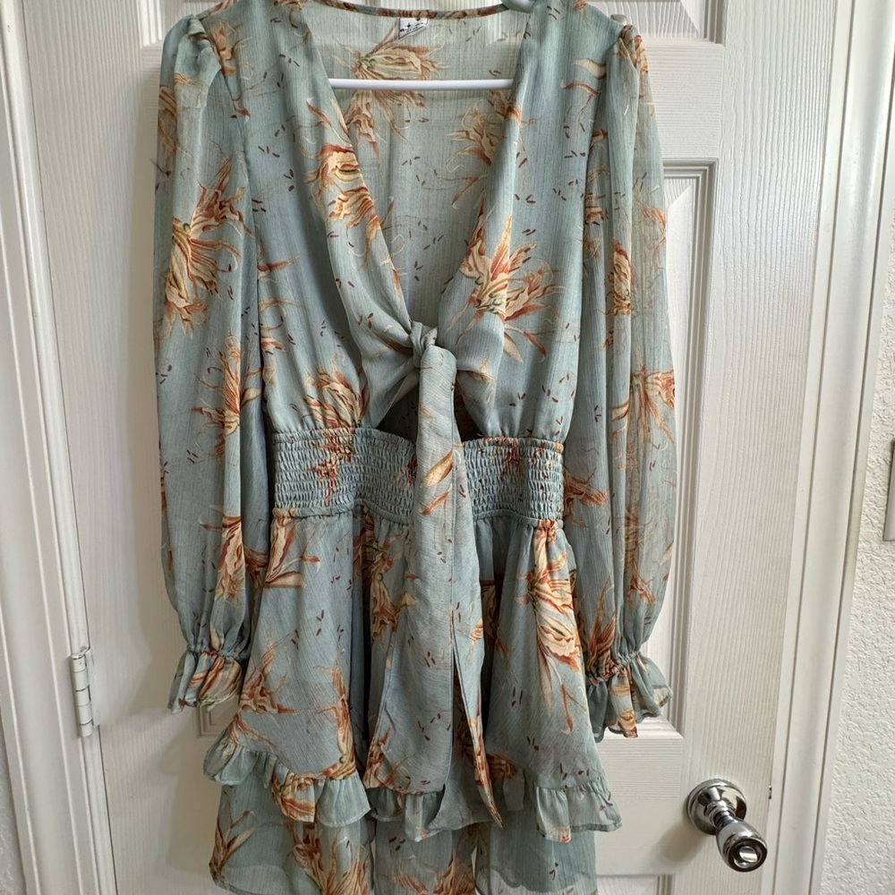 Angel Biba Beige and Blue Patterned Fabric